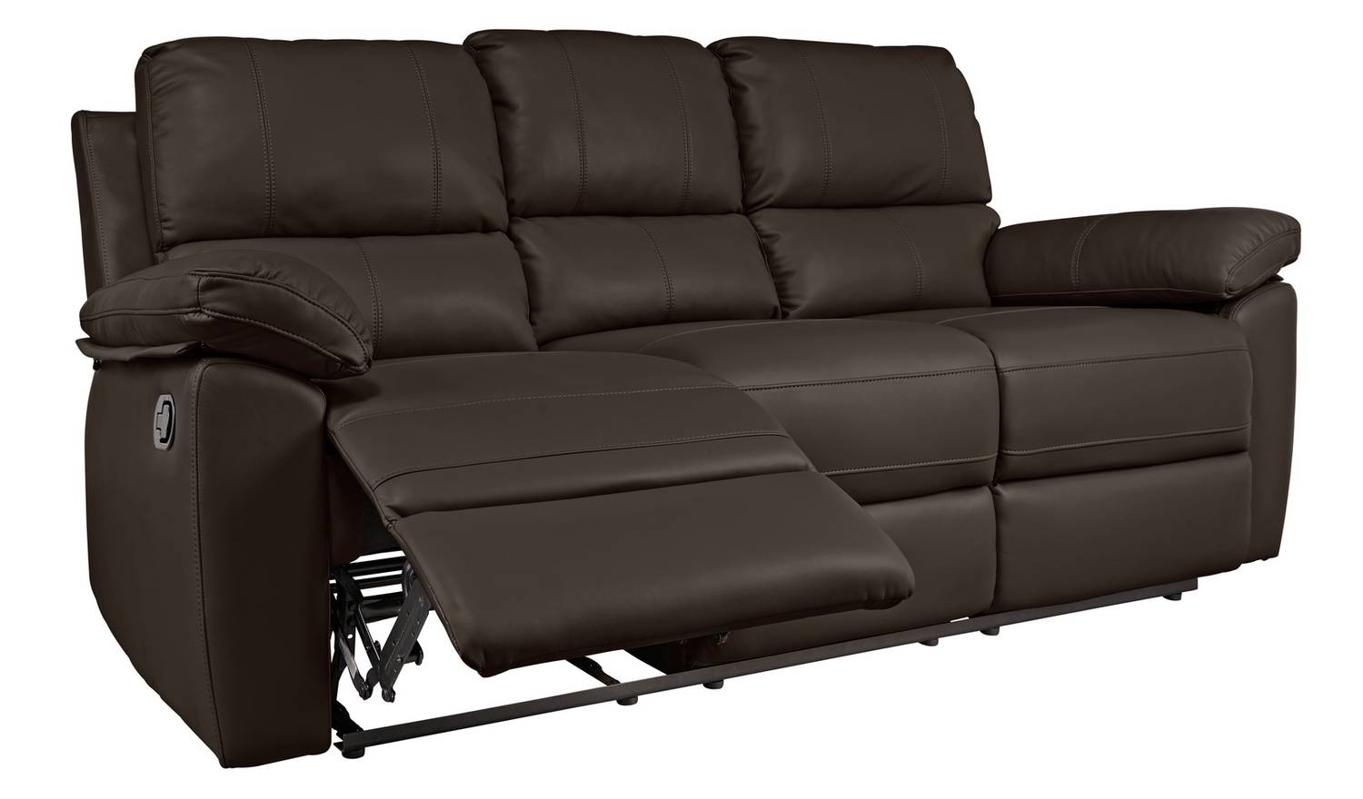 Argos Home Toby Faux Leather 3 Seater Recliner Sofa - Brown