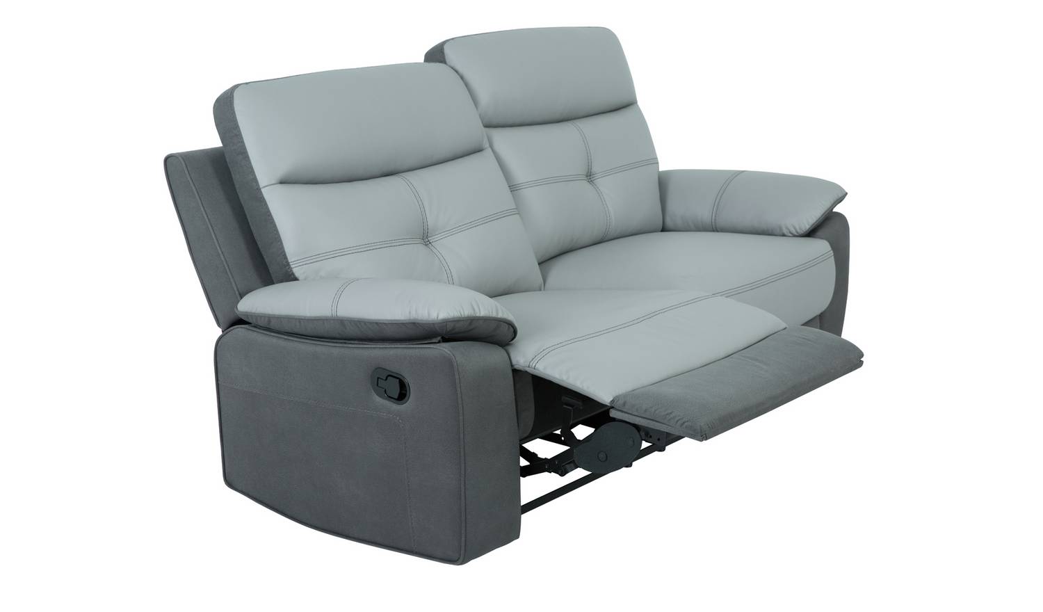 Argos Home Charles Leather Mix 3 Seater Recliner Sofa - Grey