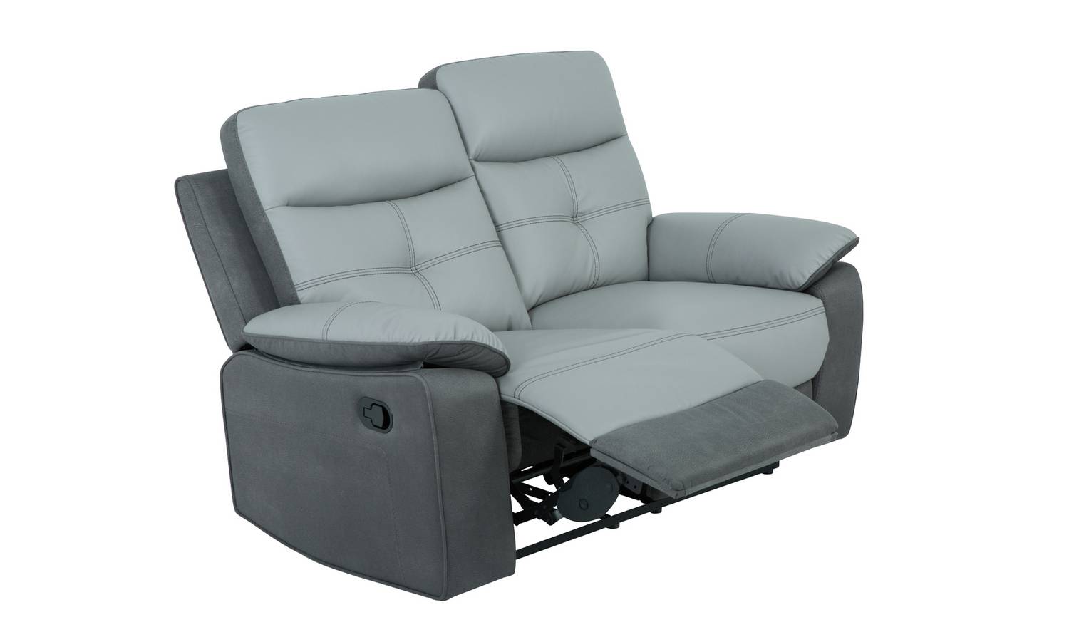 Argos Home Charles Leather Mix 2 Seater Recliner Sofa - Grey