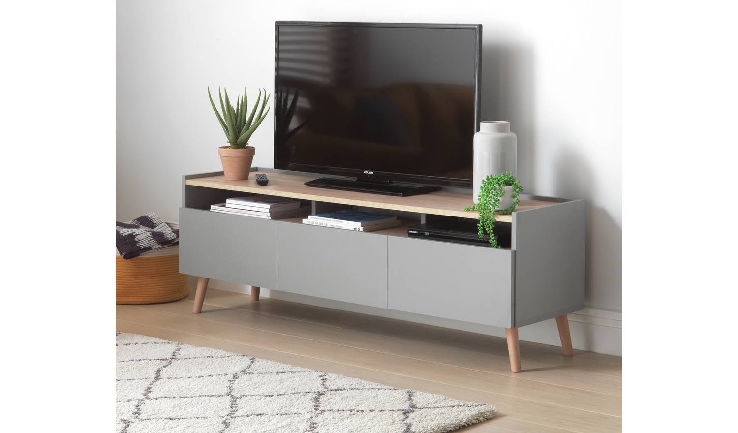 Habitat Skandi 3 Drawer TV Unit - Grey