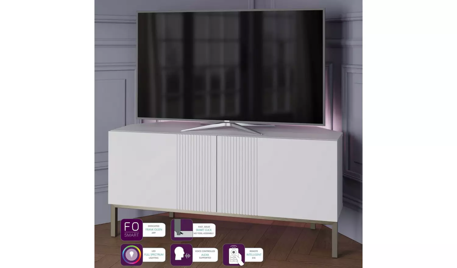 Frank Olsen Iona 2 Door Corner TV Unit - White