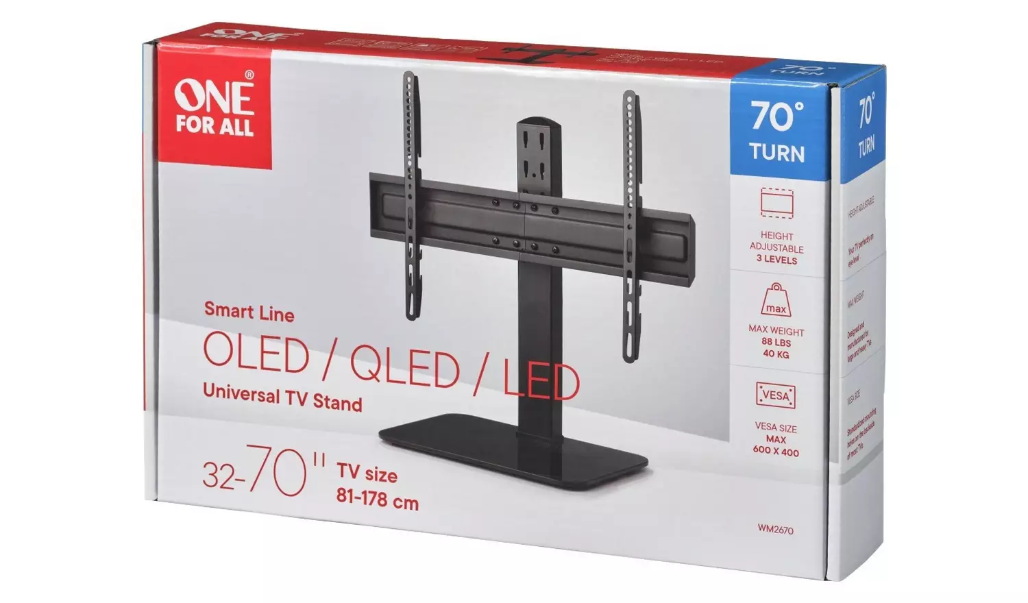 One For All WM2670 Table Top UP To 70 Inch TV Stand - Black