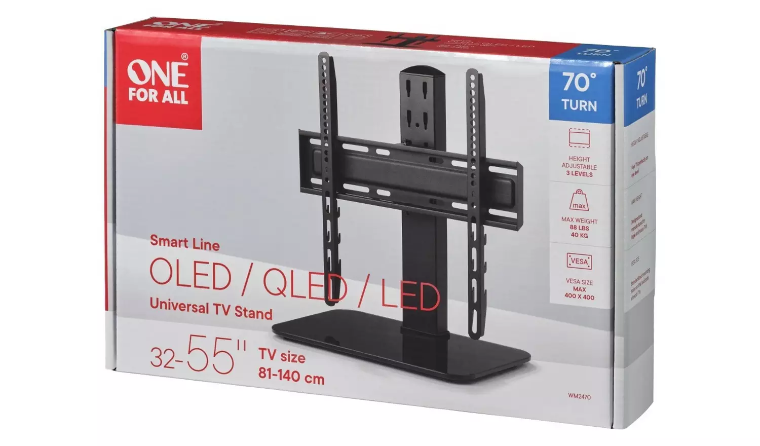 One For All WM2470 Table Top Up To 55 Inch TV Stand - Black