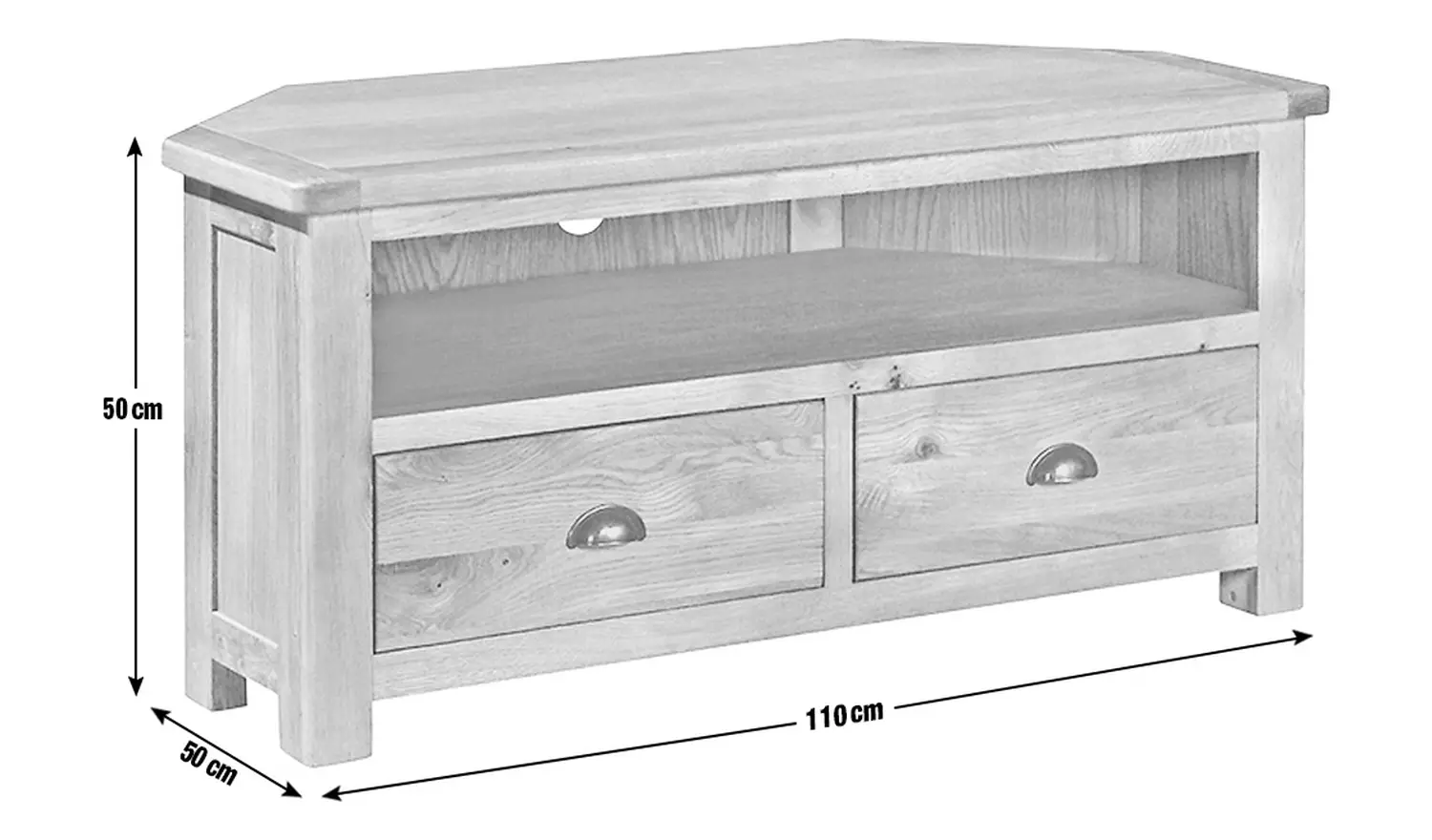 Argos Home Kent 2 Drawer Corner Oak TV Unit - Natural