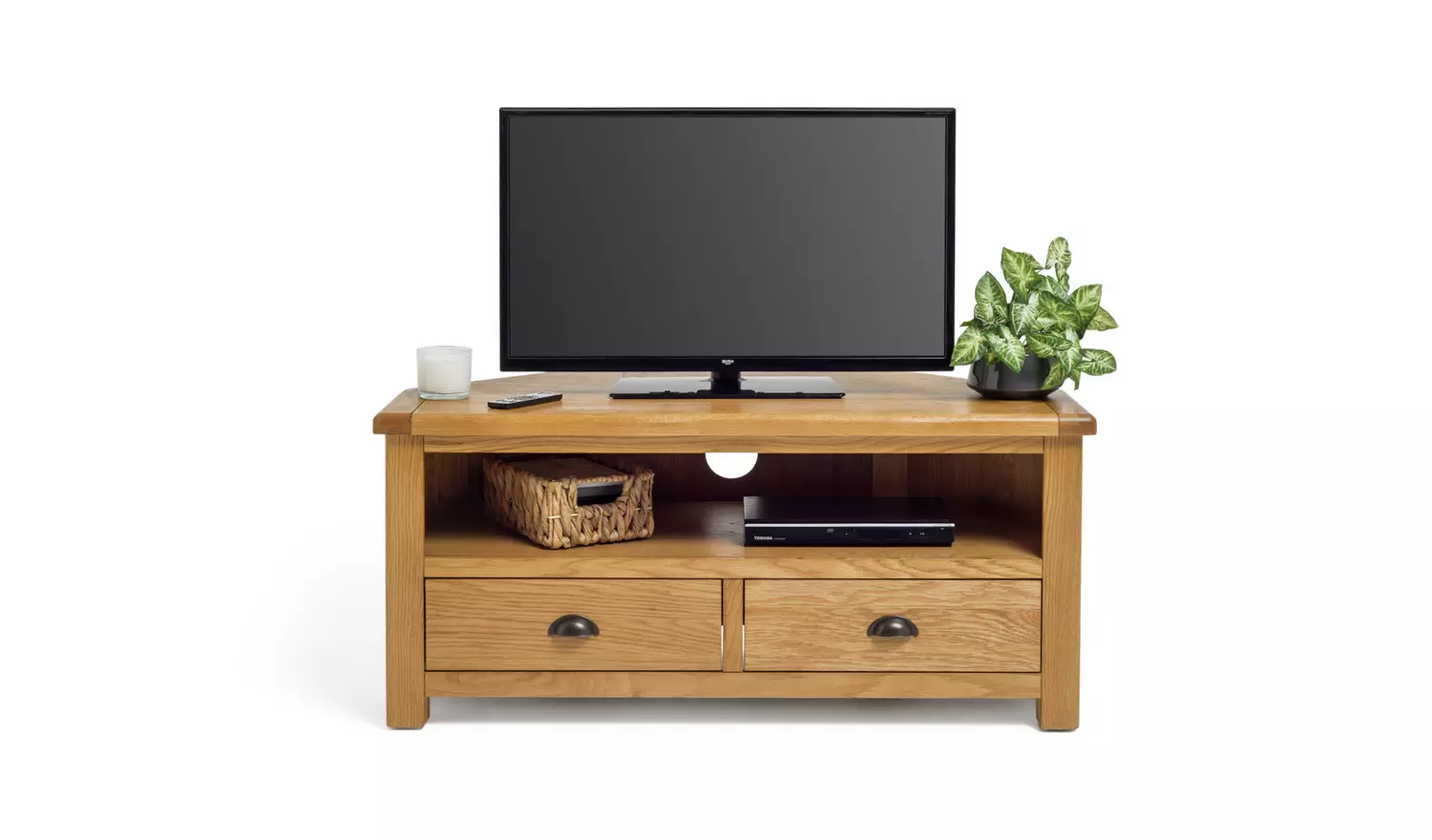 Argos Home Kent 2 Drawer Corner Oak TV Unit - Natural