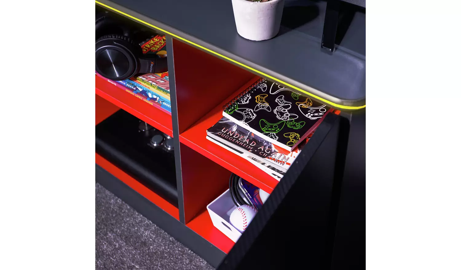 X Rocker Carbon Tek LED Media Unit - Black And Red