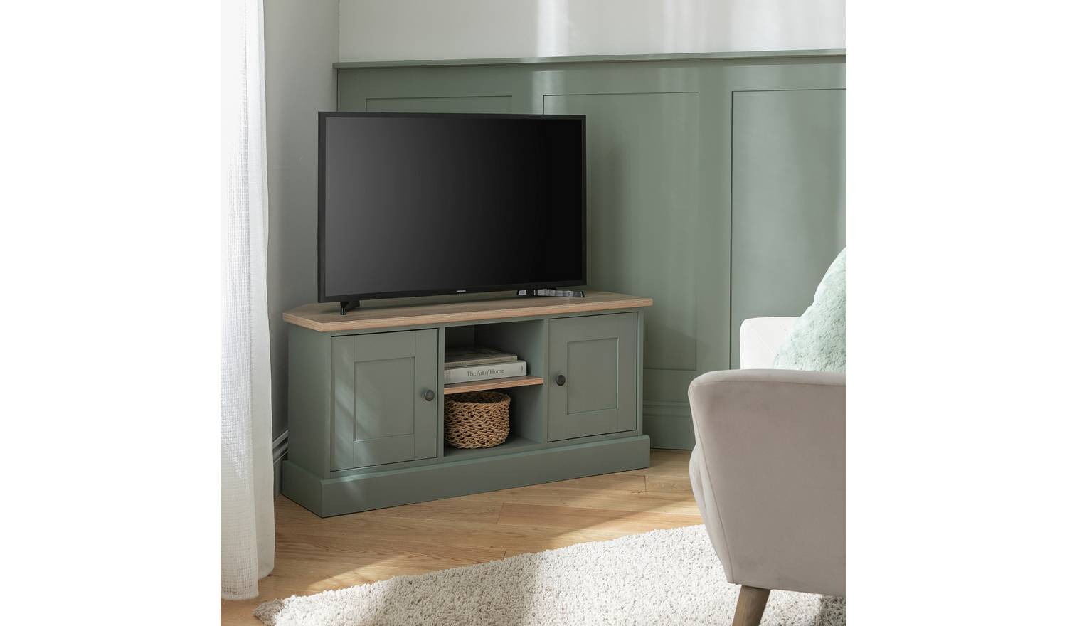 Argos Home Winchester 2 Door Corner TV Unit - Green