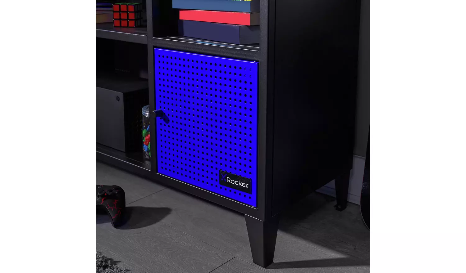 X Rocker Mesh-Tek 2 Door TV Unit - Black & Blue