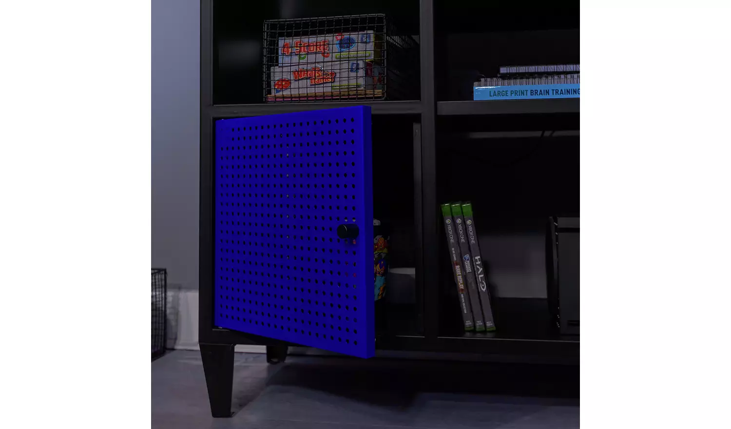 X Rocker Mesh-Tek 2 Door TV Unit - Black & Blue