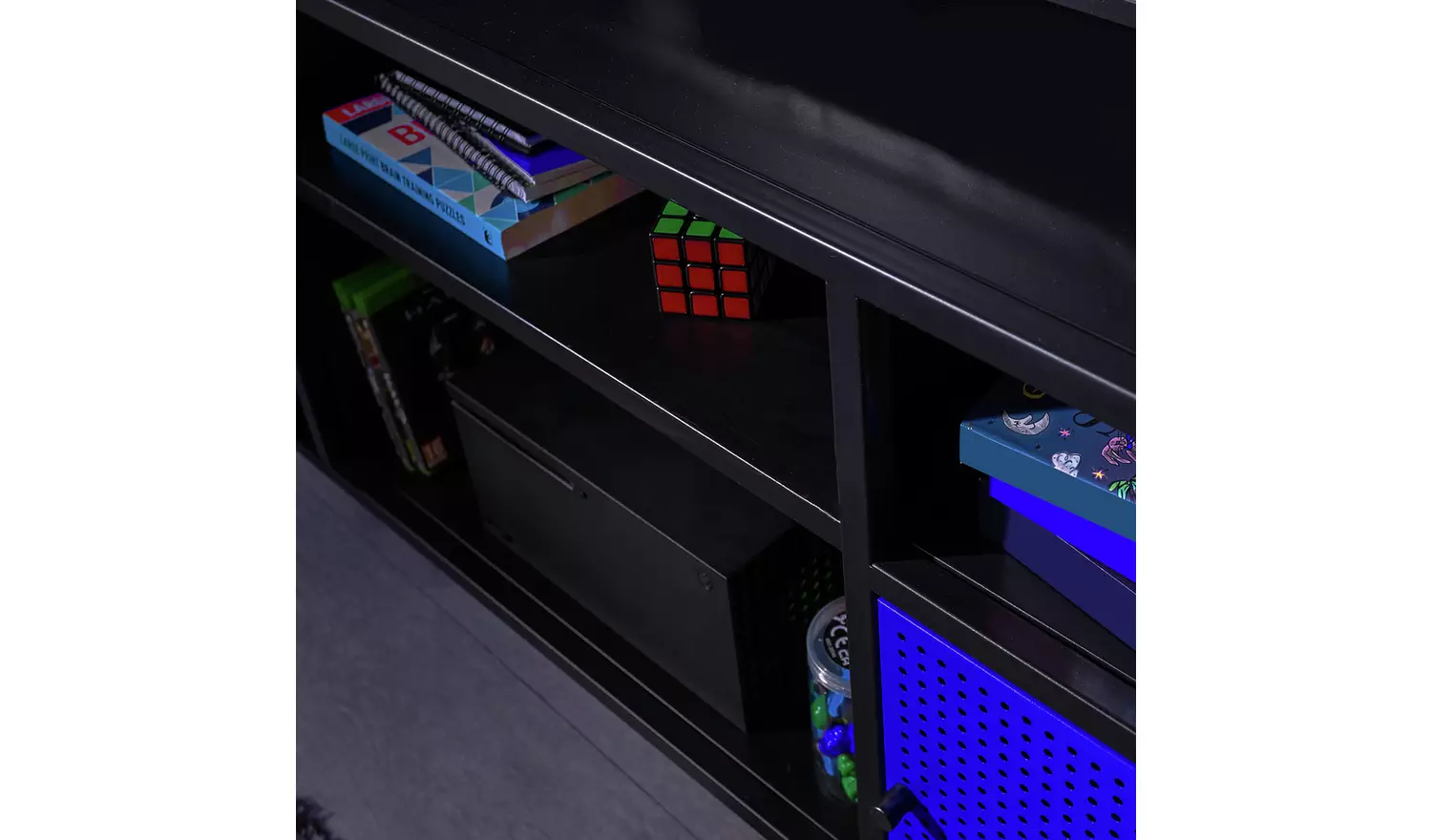 X Rocker Mesh-Tek 2 Door TV Unit - Black & Blue