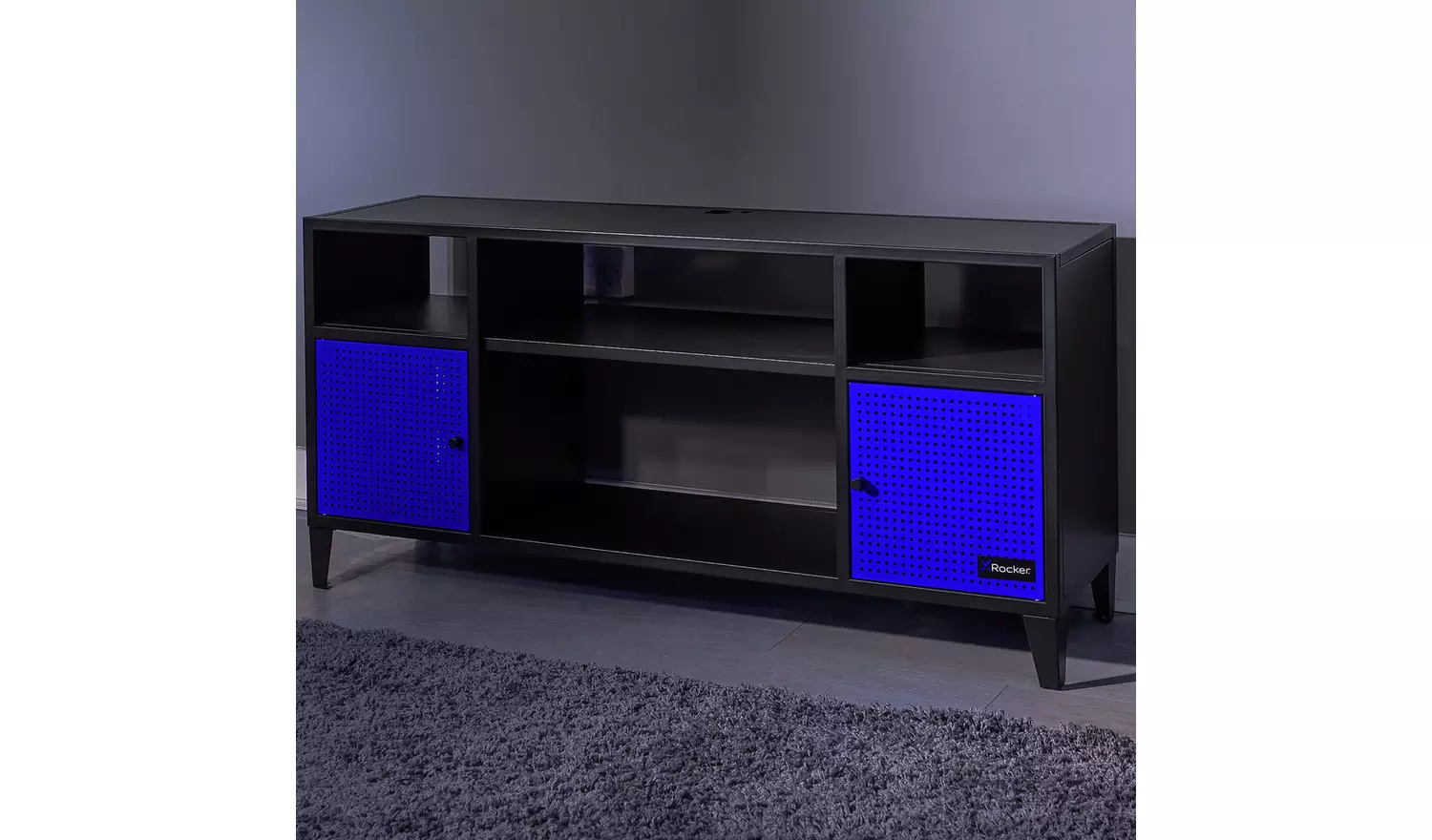 X Rocker Mesh-Tek 2 Door TV Unit - Black & Blue