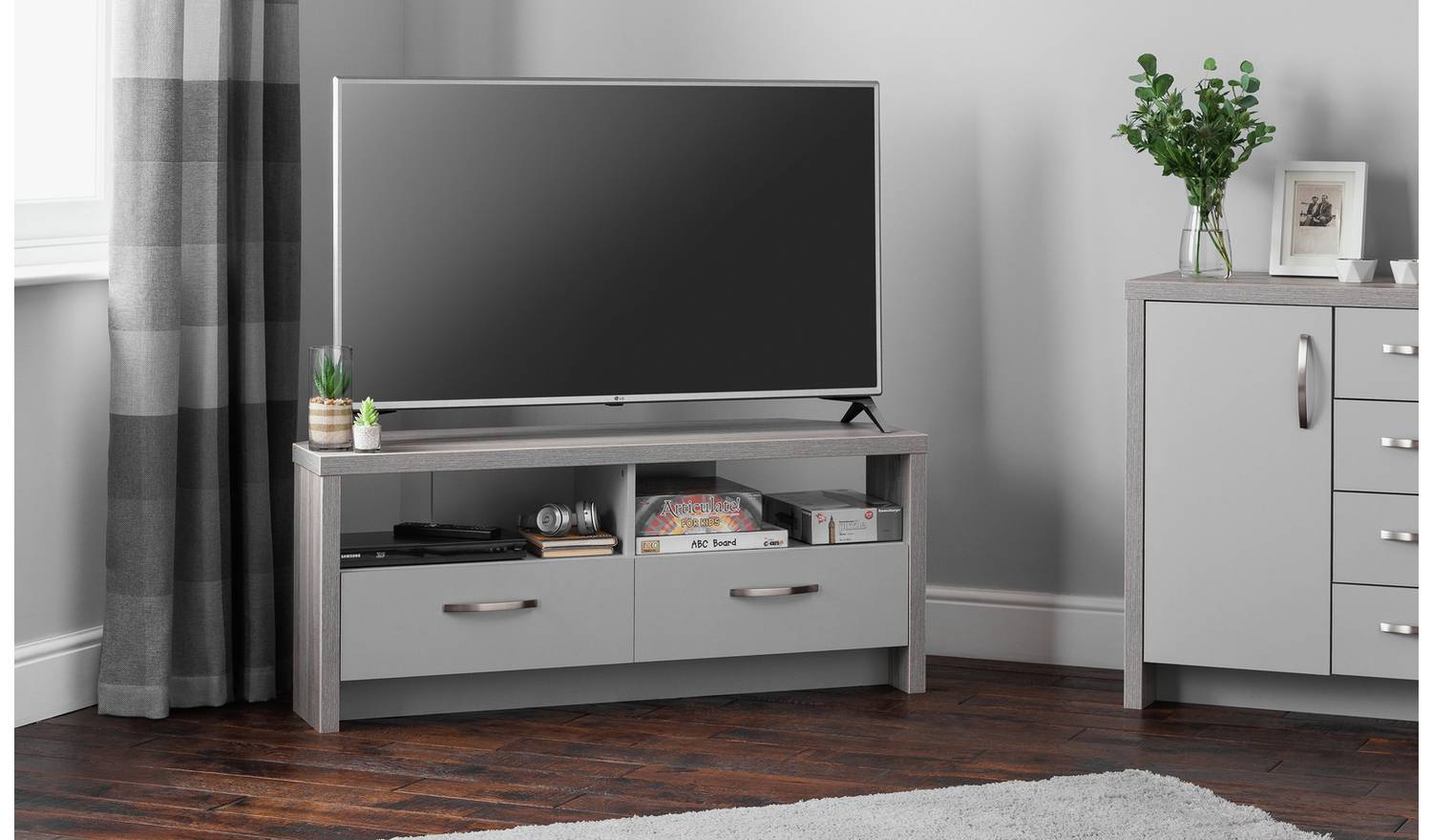 Argos Home Venice 2 Drawer Large Corner TV Unit - Grey