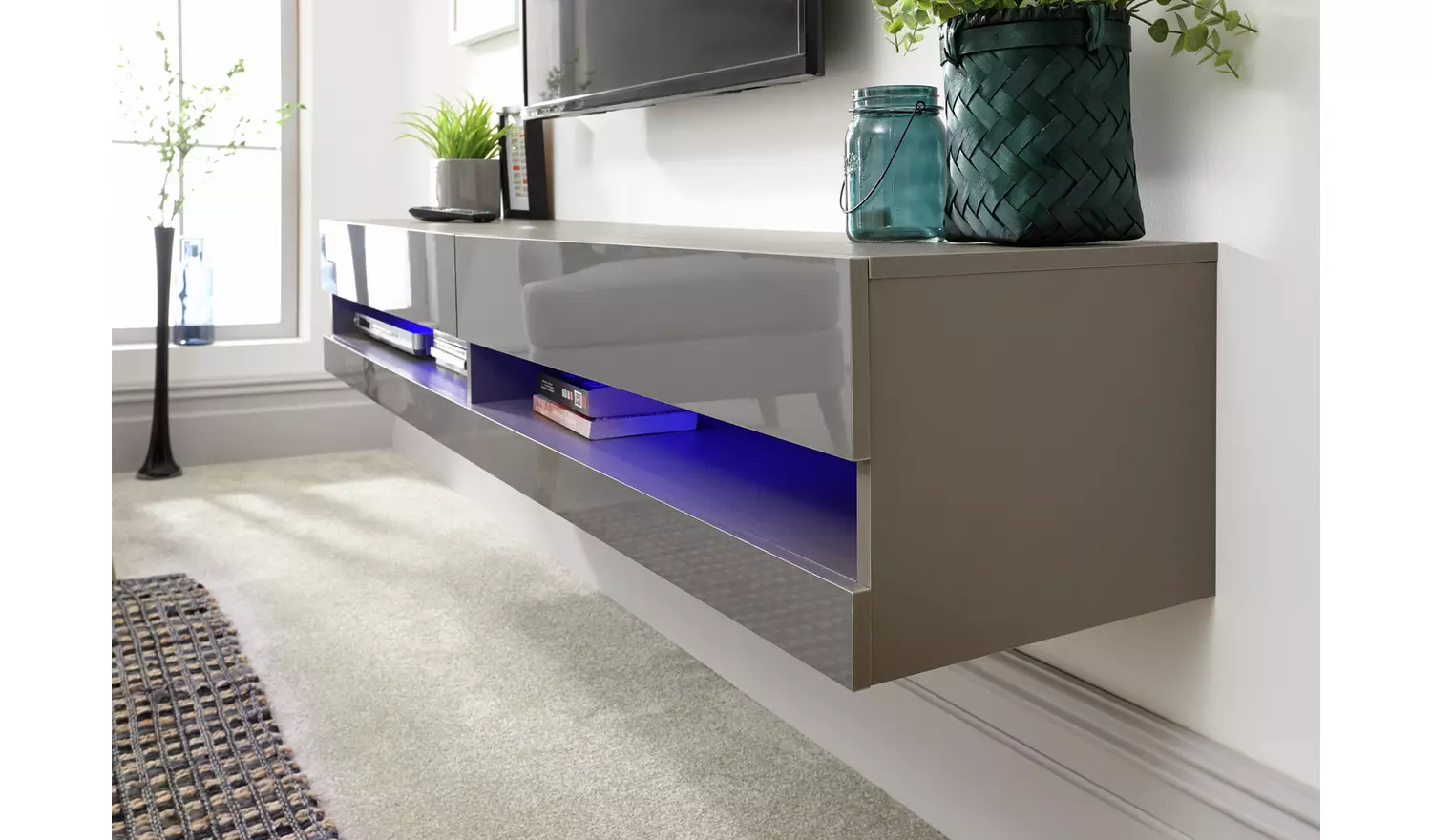 GFW Galicia 150cm LED Wall TV Unit - Grey