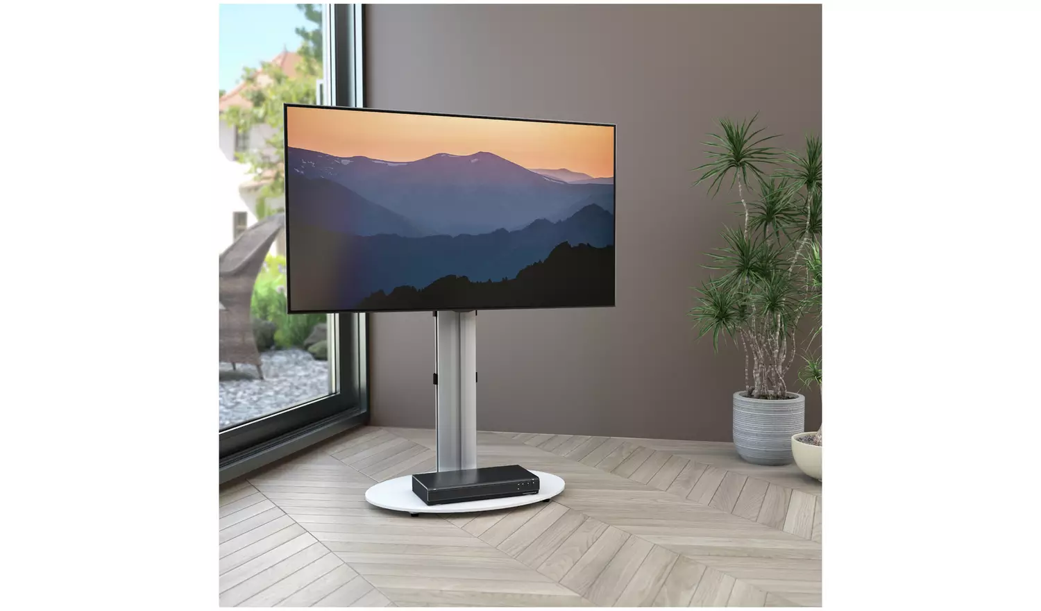 AVF Up to 55 Inch TV Stand - Silver And White