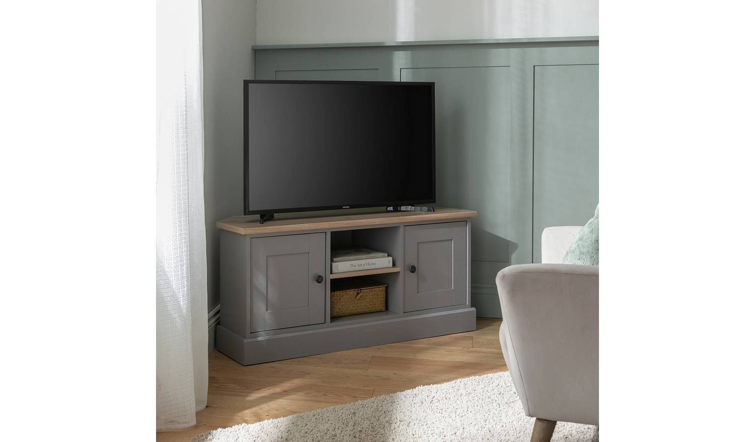 Argos Home Winchester 2 Door Corner TV Unit - Grey