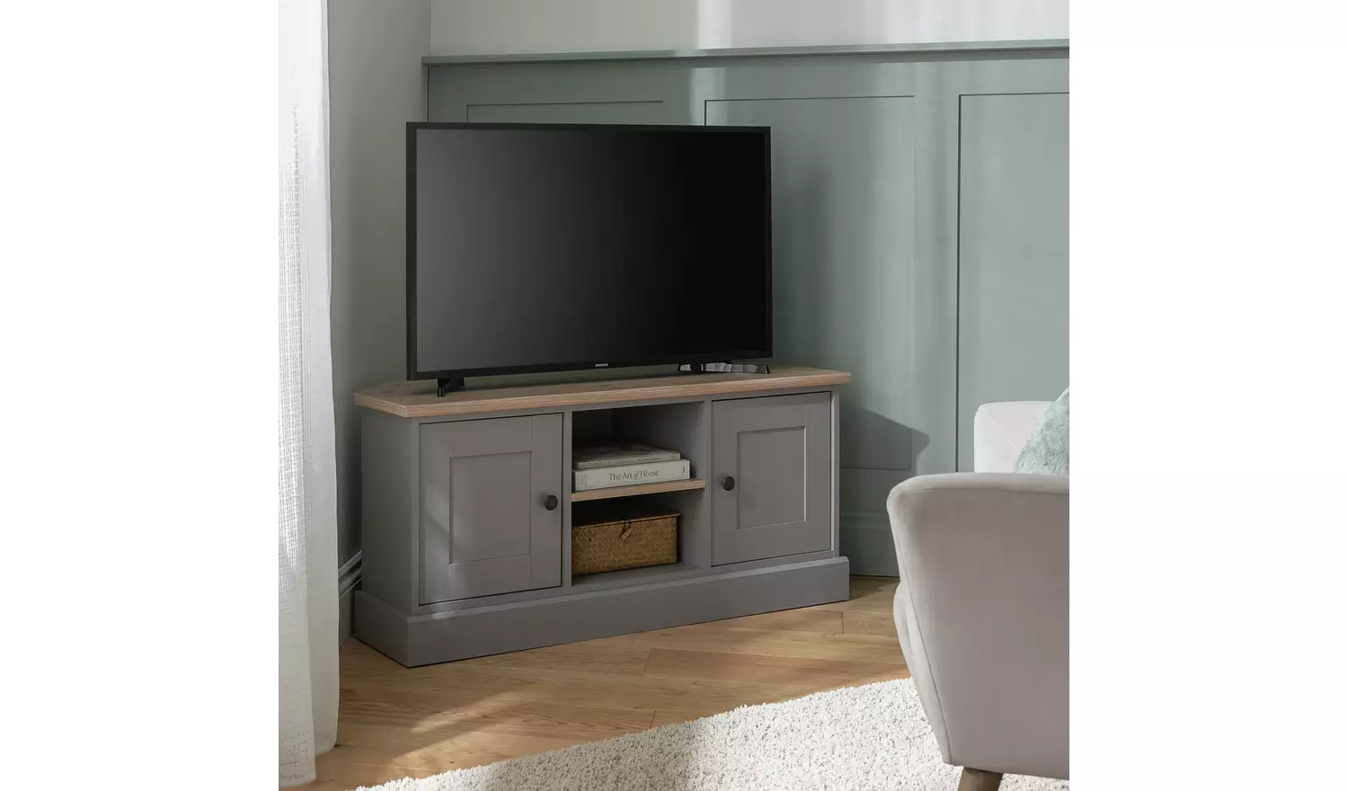 Argos Home Winchester 2 Door Corner TV Unit - Grey