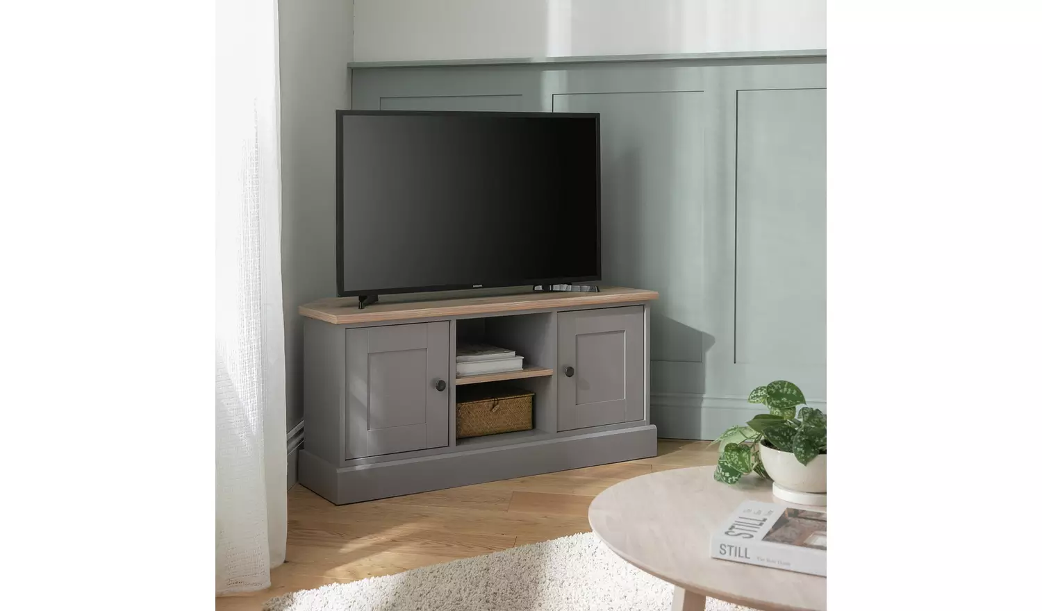 Argos Home Winchester 2 Door Corner TV Unit - Grey