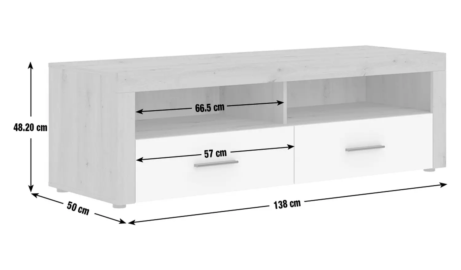 Habitat Gamma 2 Drawer TV Unit - Natural & White