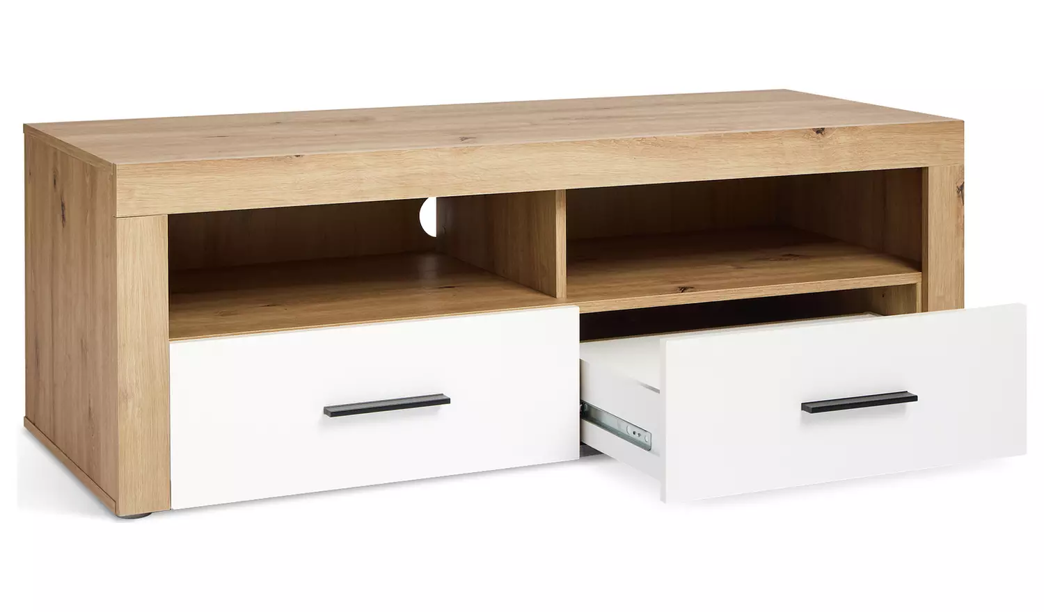 Habitat Gamma 2 Drawer TV Unit - Natural & White