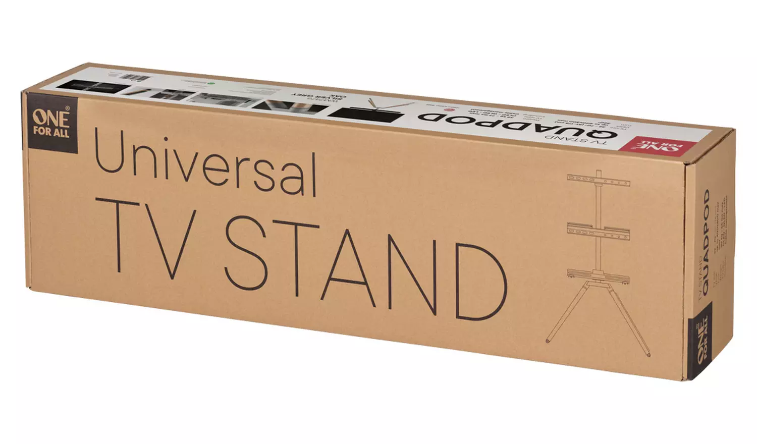 One For All WM7476 Up to 70 Inch TV Stand - Silver Grey