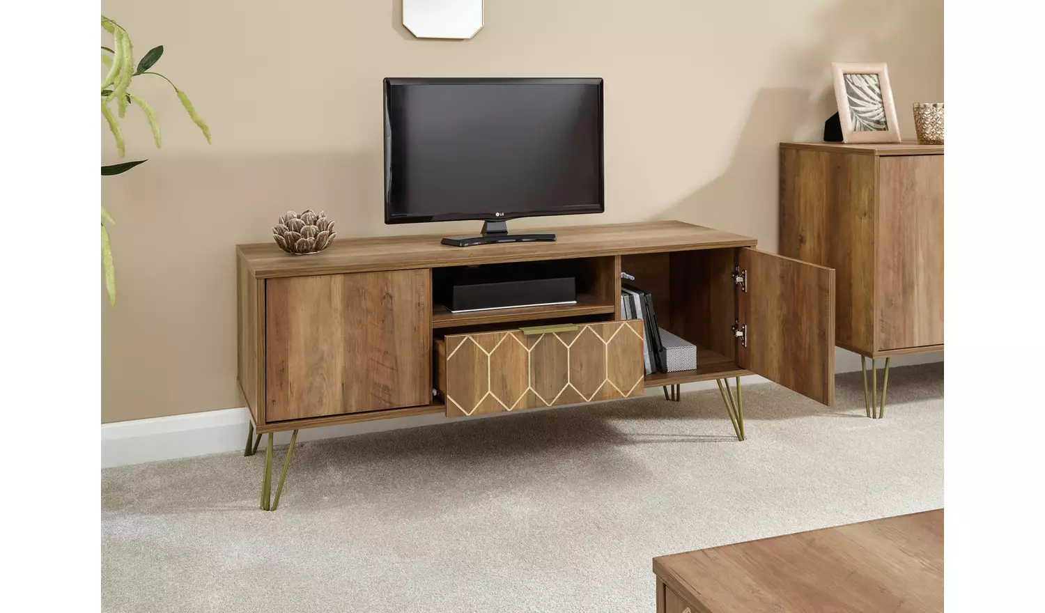 GFW Orleans 1 Drawer TV Unit - Mango Wood Effect