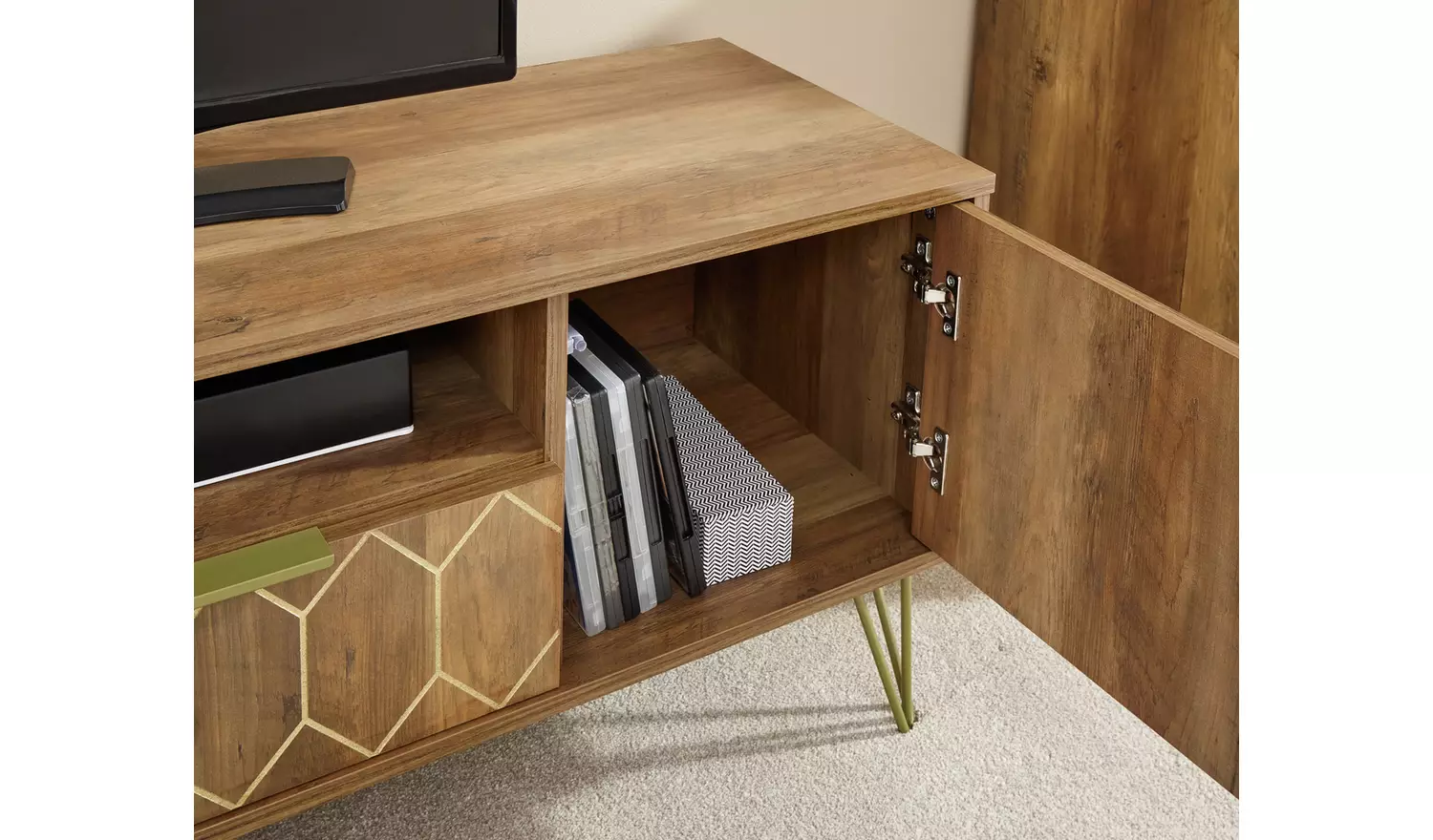 GFW Orleans 1 Drawer TV Unit - Mango Wood Effect