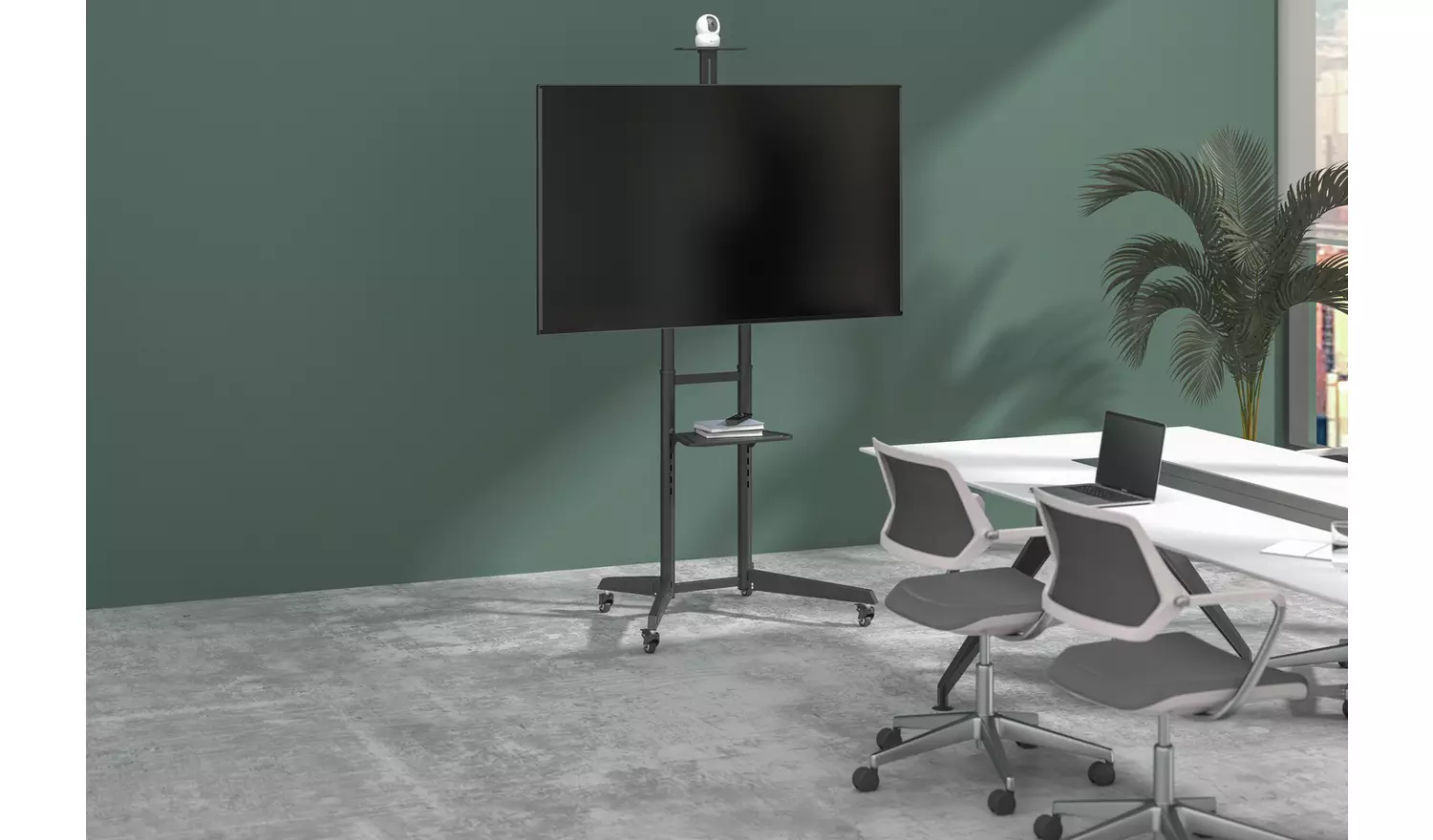 ProperAV Mobile TV Stand on Wheels Up to 70 Inch - Black