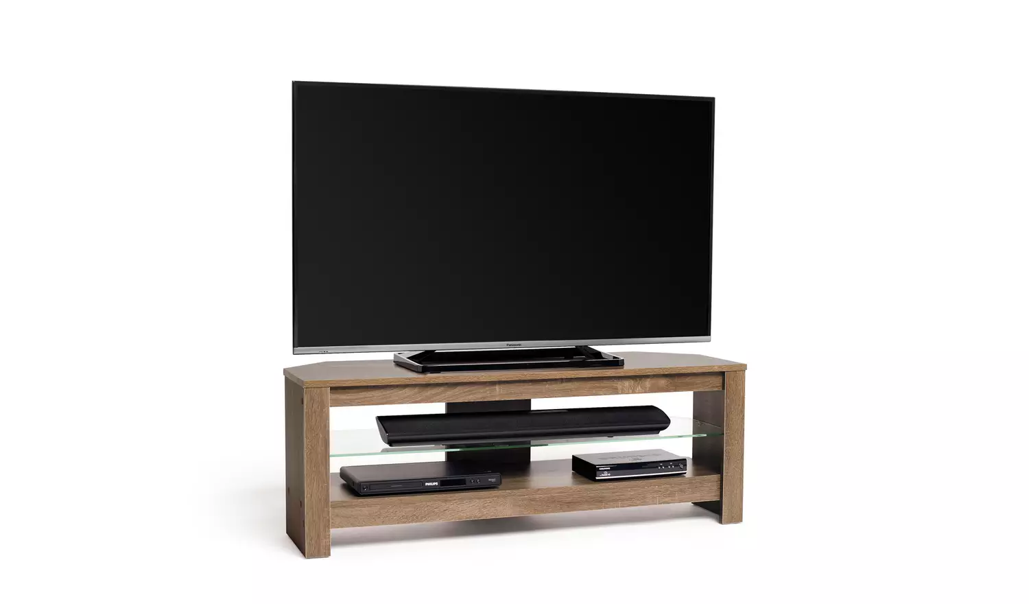 AVF Rustic Sawn Oak TV Stand With Glass Shelf Up To 55 Inch