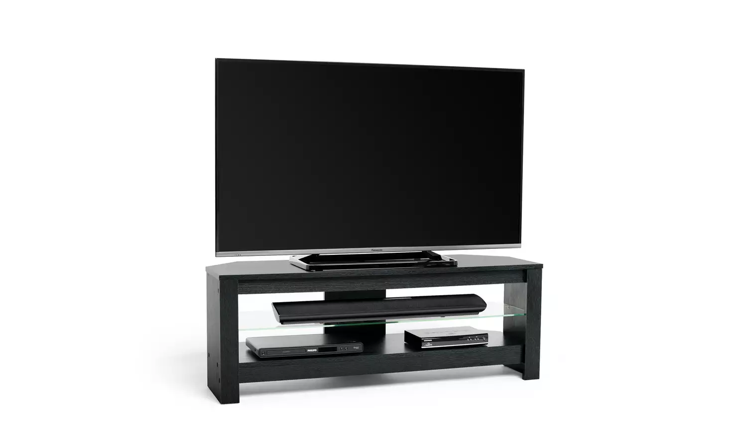 AVF Wood Effect Up to 55 Inch Glass Shelf TV Stand - Black