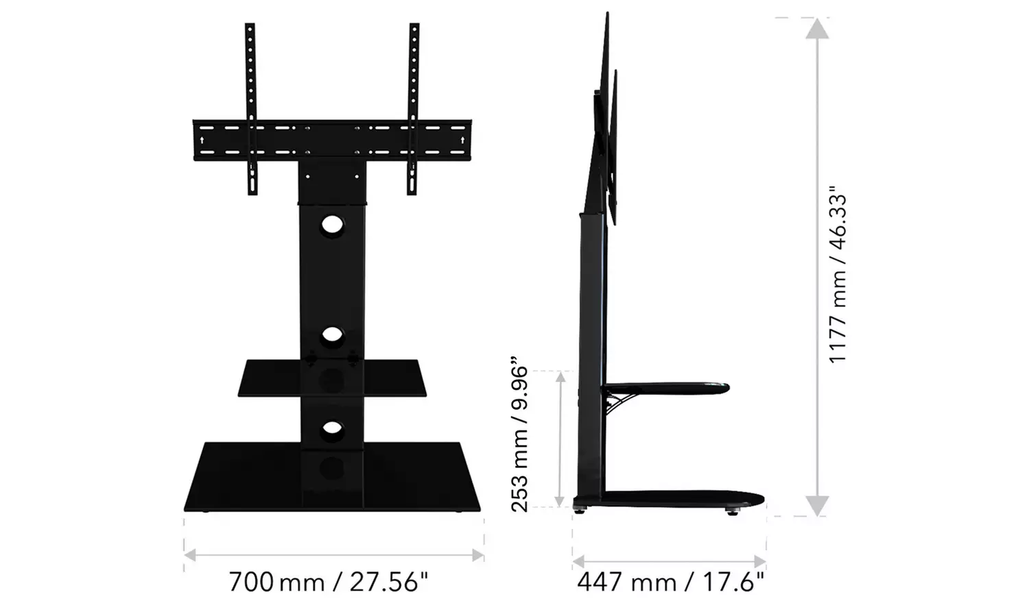 AVF Column Mount Up to 65 Inch TV Stand - Black