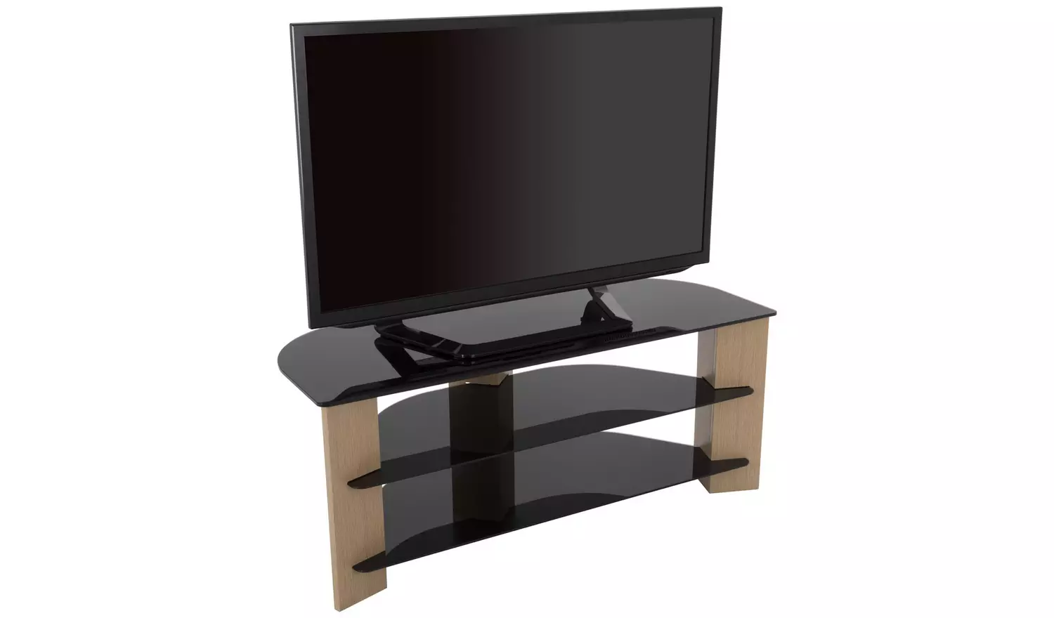 AVF Up To 55 Inch TV Stand - Black Glass and Oak Effe