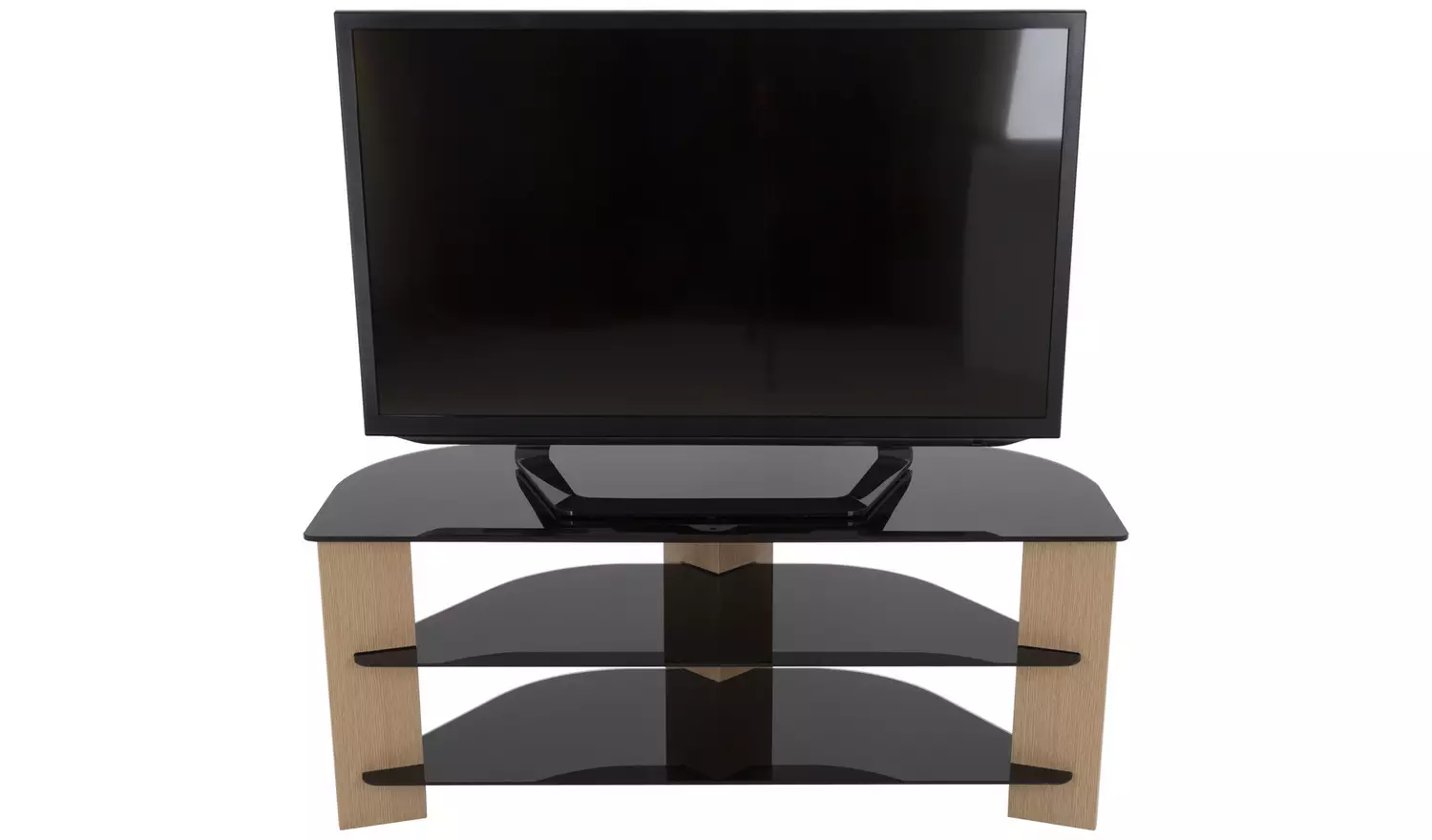 AVF Up To 55 Inch TV Stand - Black Glass and Oak Effe