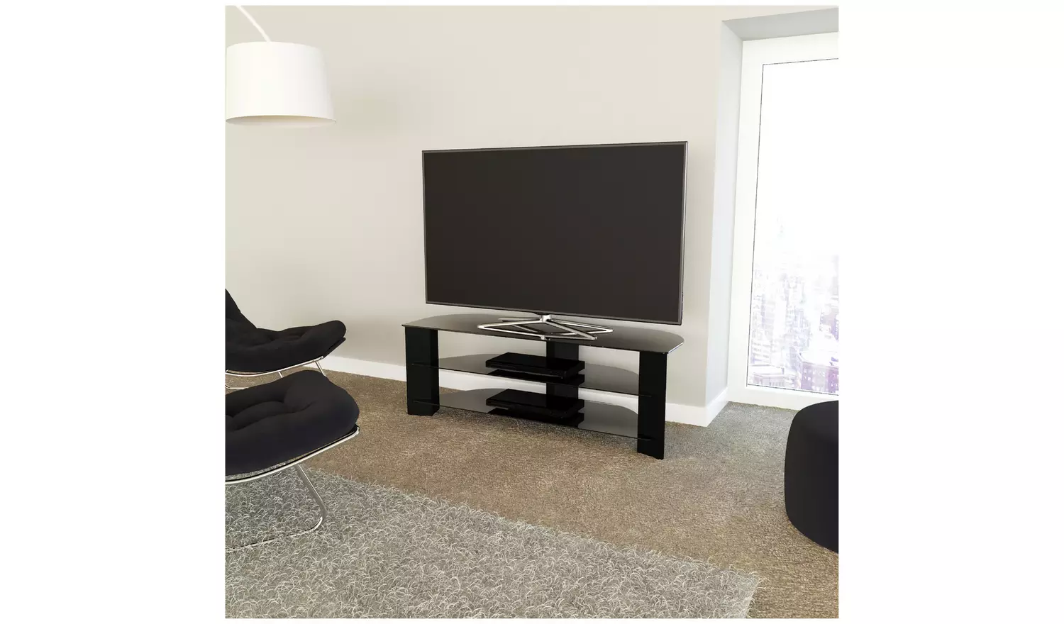 AVF Wood Effect Up To 65 Inch TV Corner Stand - Black