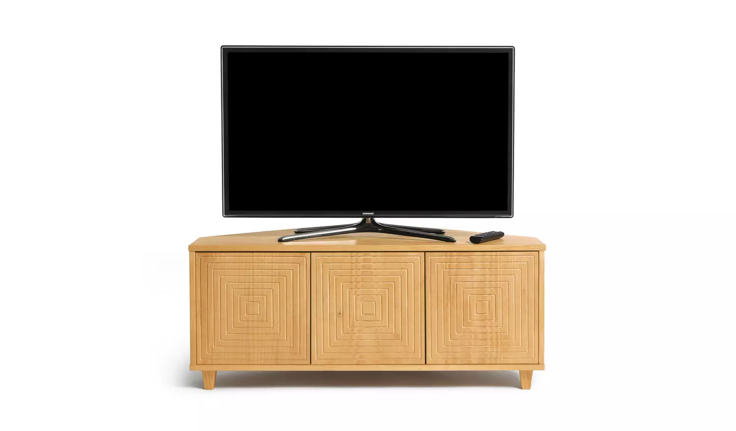 Habitat Grooved Storage 3 Door Corner TV Unit - Light Wood