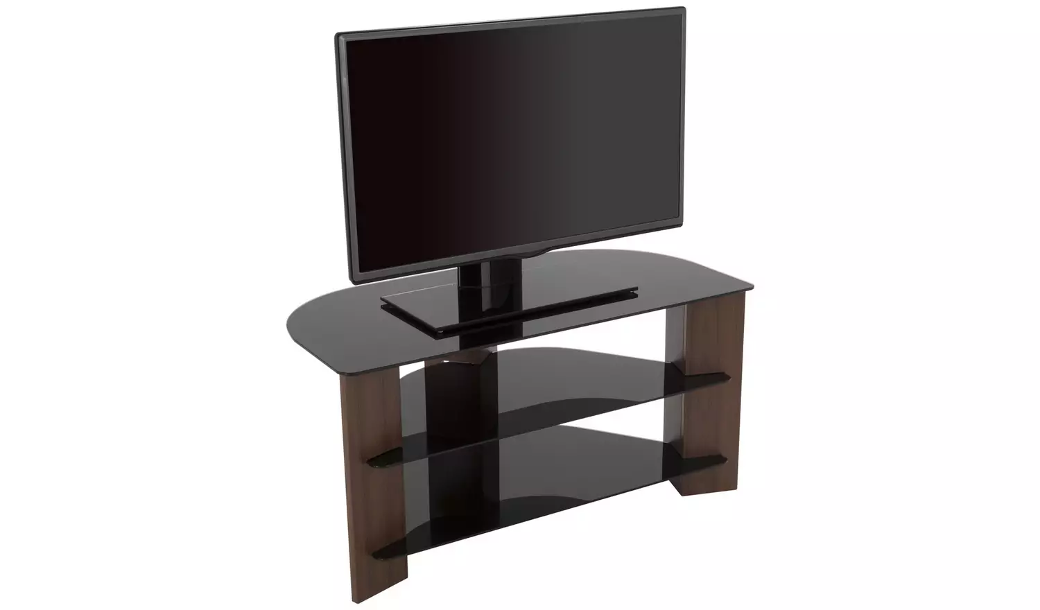 AVF Up To 42 Inch TV Stand - Black Glass and Walnut Effect