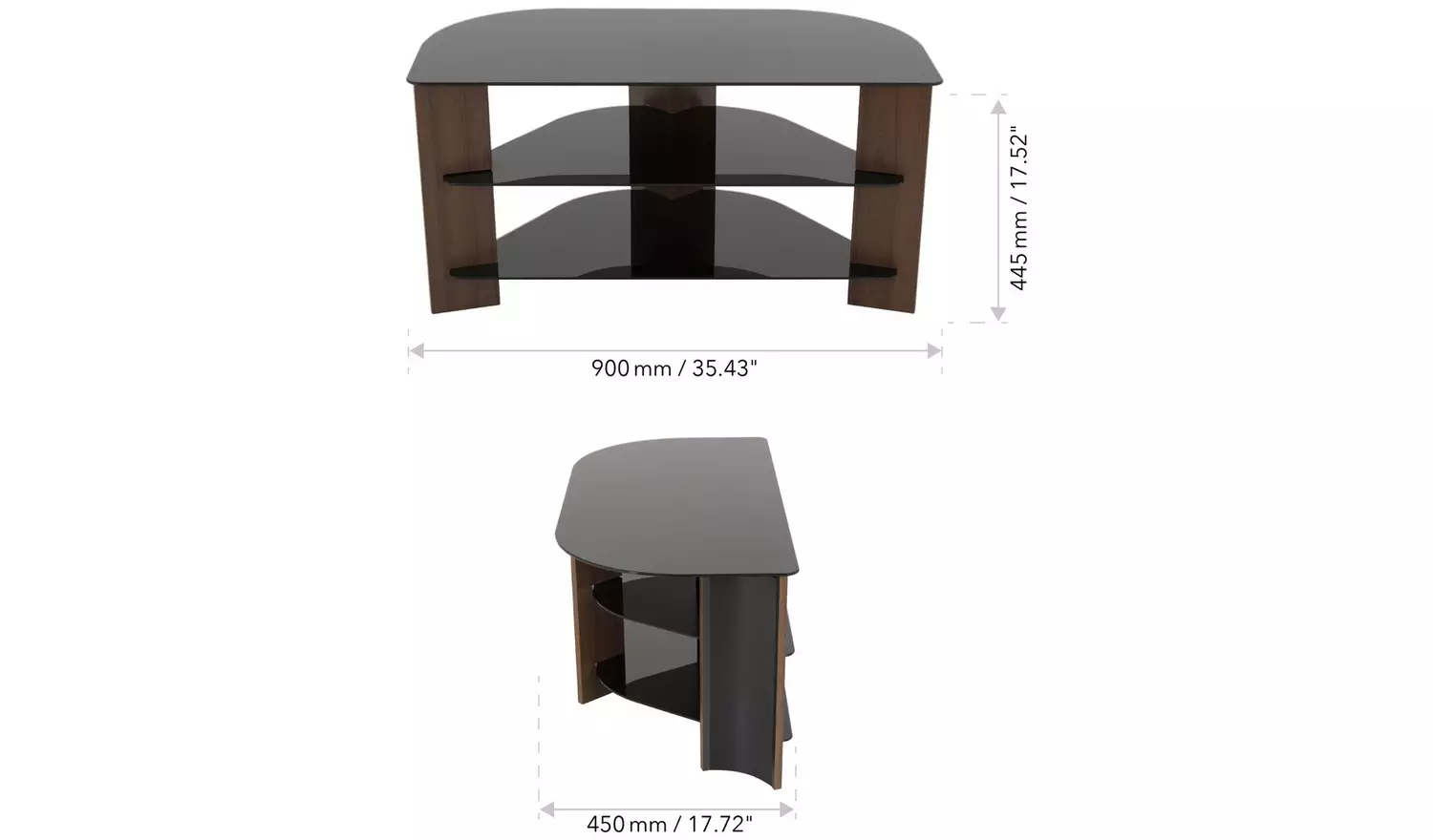 AVF Up To 42 Inch TV Stand - Black Glass and Walnut Effect