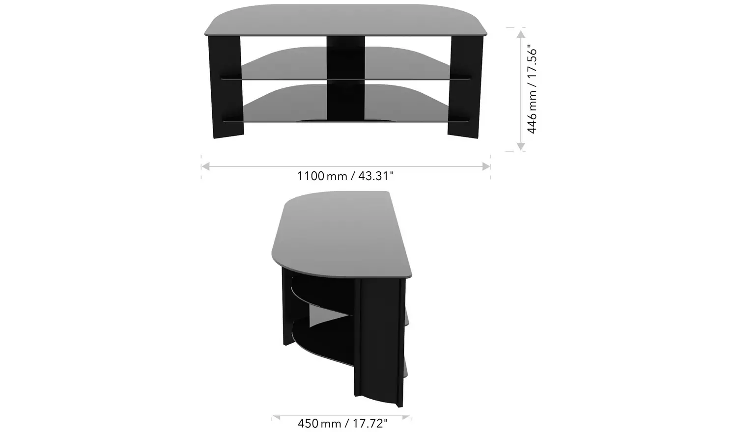 AVF Wood Effect Up To 55 Inch TV Corner Stand - Black