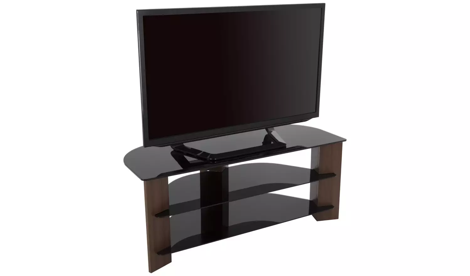 AVF Up To 55 Inch TV Stand - Black Glass and Walnut Effect