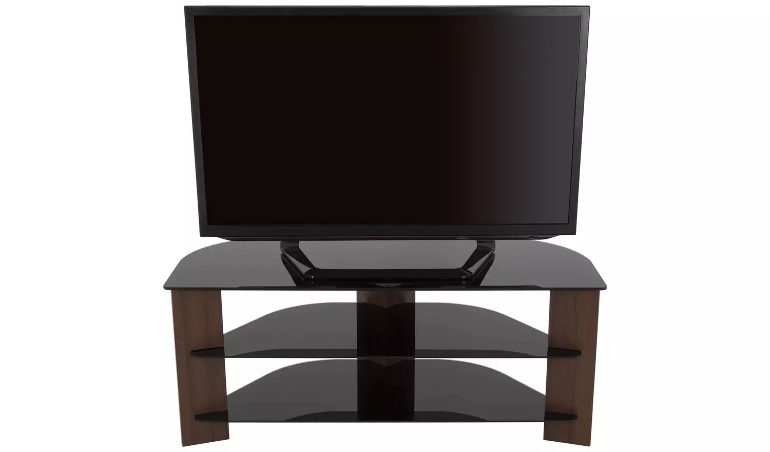 AVF Up To 55 Inch TV Stand - Black Glass and Walnut Effect