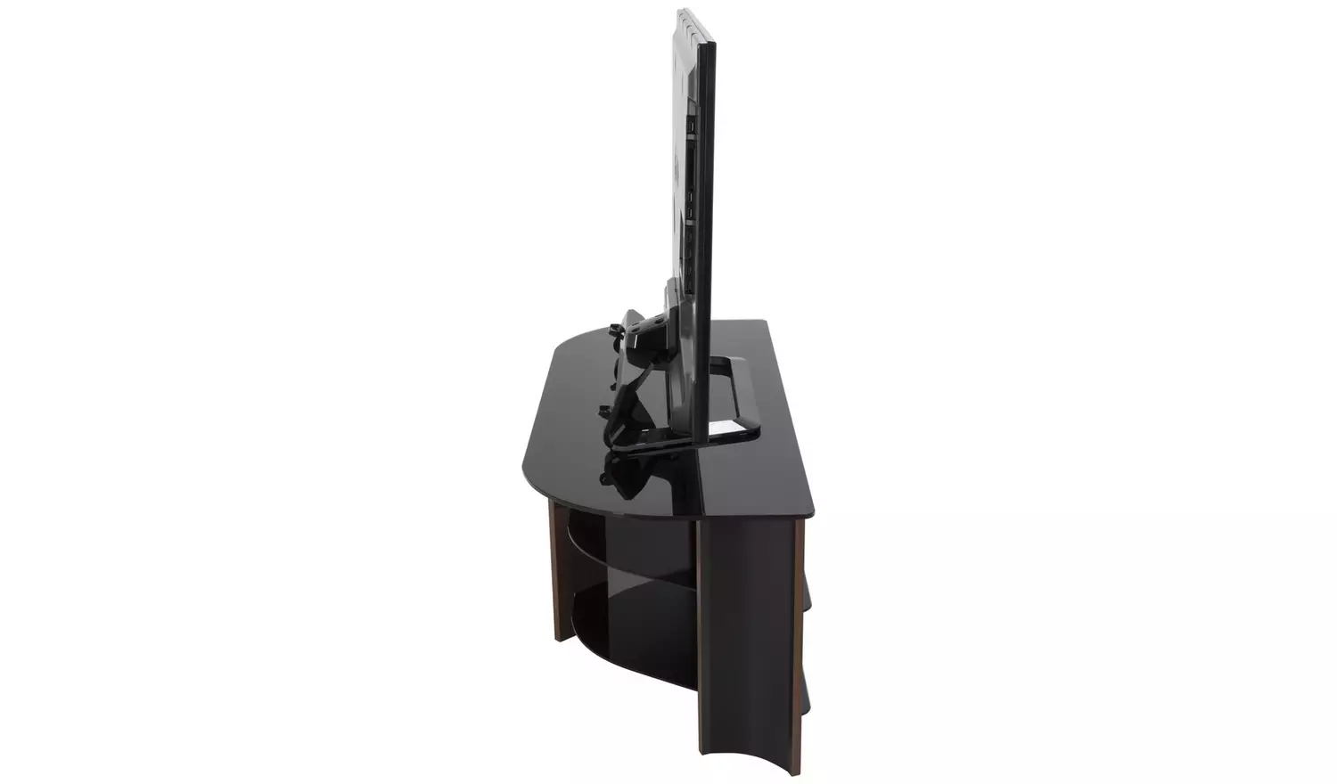 AVF Up To 55 Inch TV Stand - Black Glass and Walnut Effect