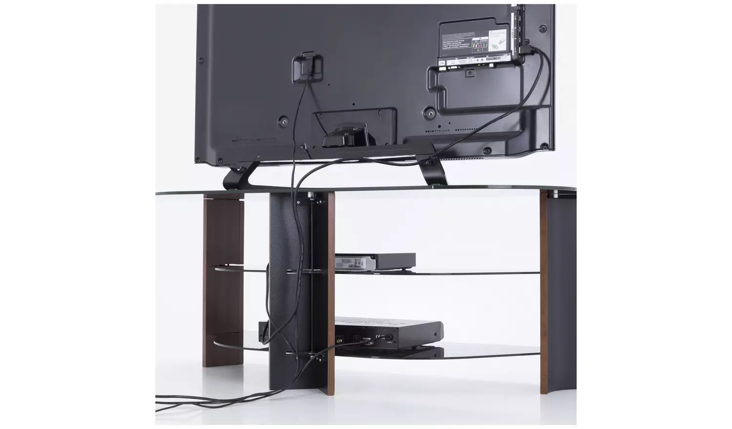 AVF Up To 55 Inch TV Stand - Black Glass and Walnut Effect