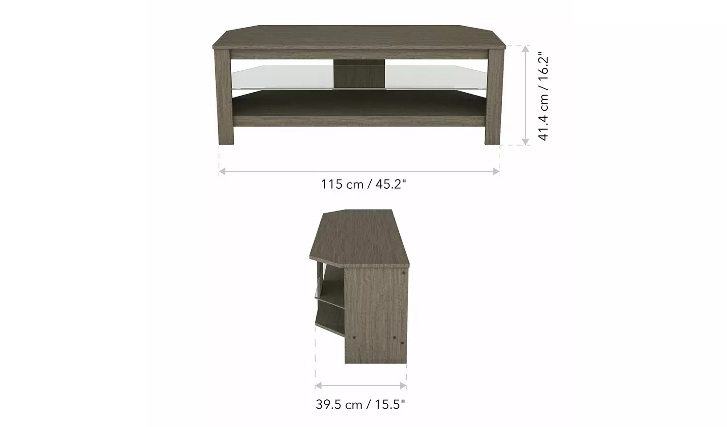 AVF Wood Effect, Up to 55 Inch Glass Shelf TV Stand - Grey