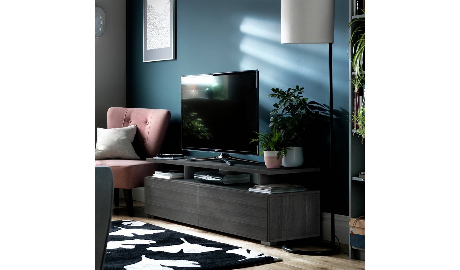 Habitat Floating Top TV Unit - Black & Brown