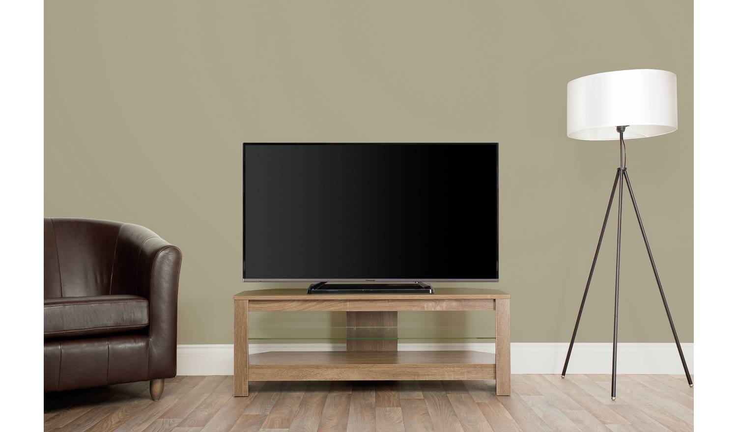 AVF Rustic Sawn Oak TV Stand With Glass Shelf Up To 55 Inch