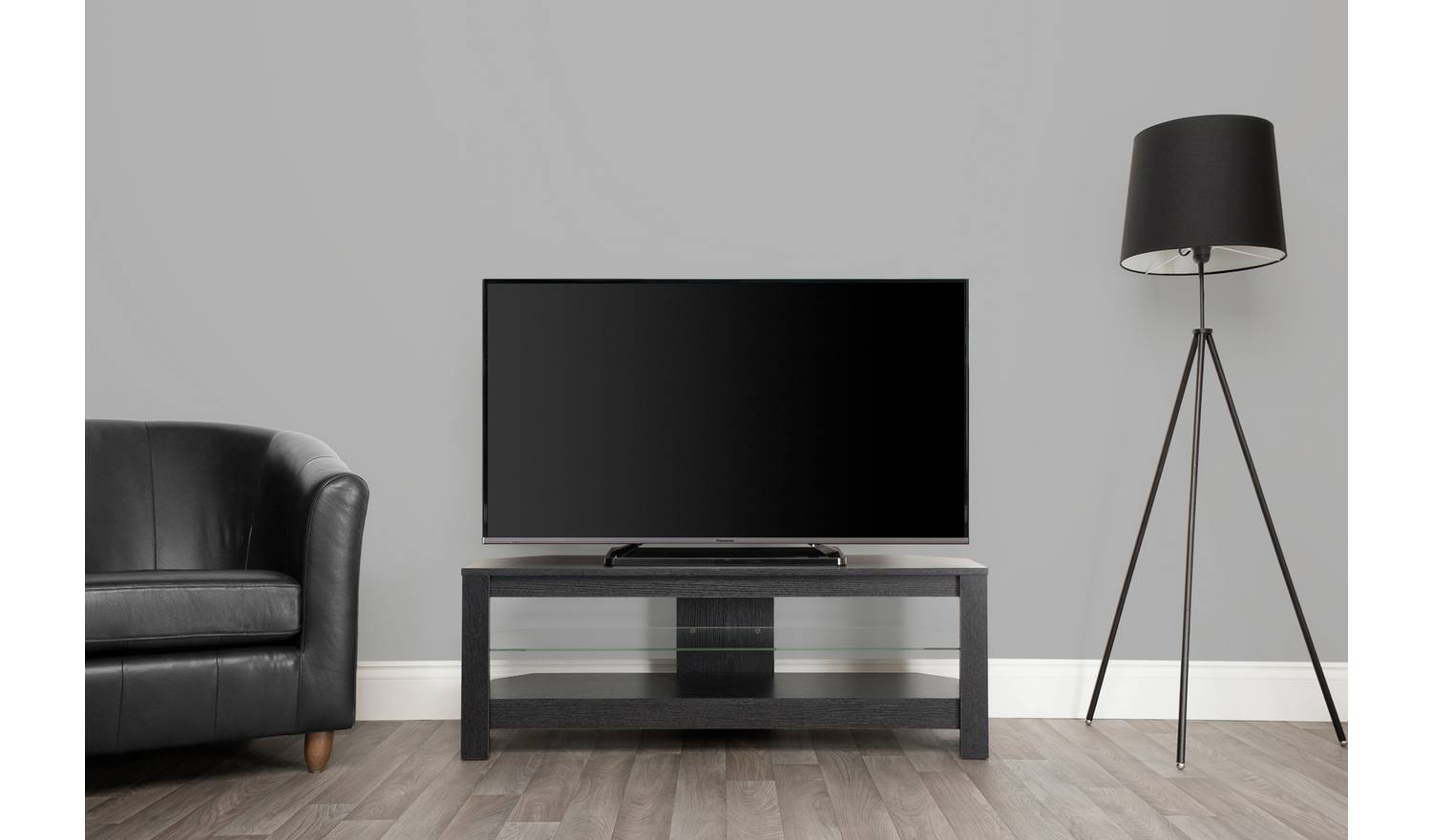 AVF Wood Effect Up to 55 Inch Glass Shelf TV Stand - Black