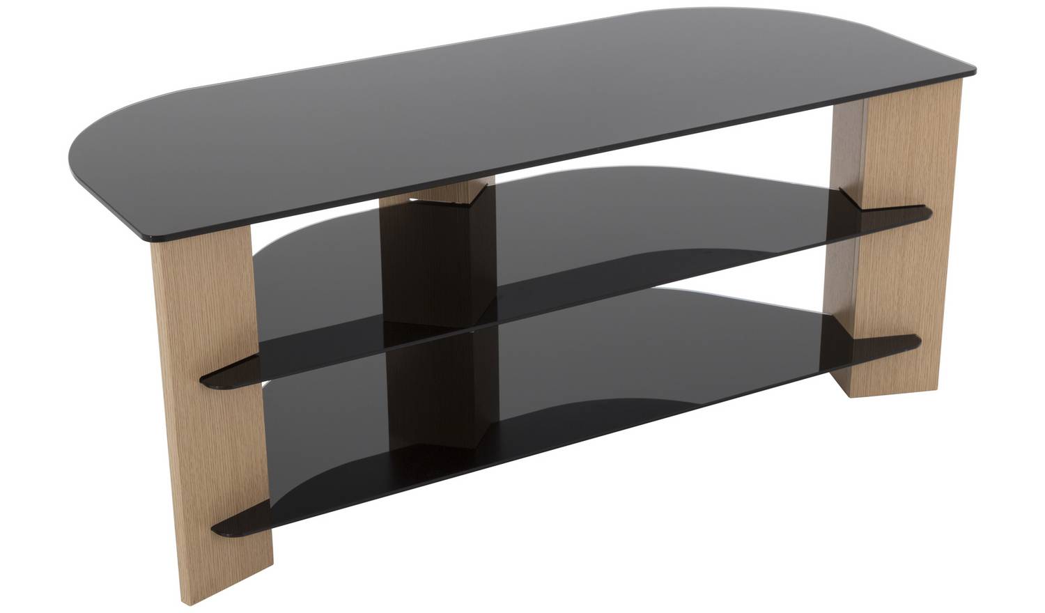 AVF Up To 55 Inch TV Stand - Black Glass and Oak Effe