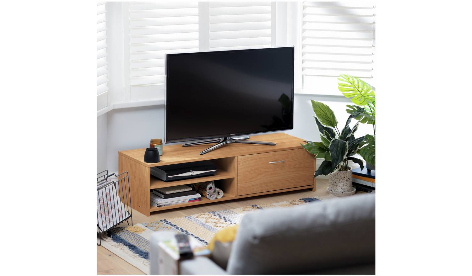 Argos Home Squares 1 Drawer TV Unit - Natural