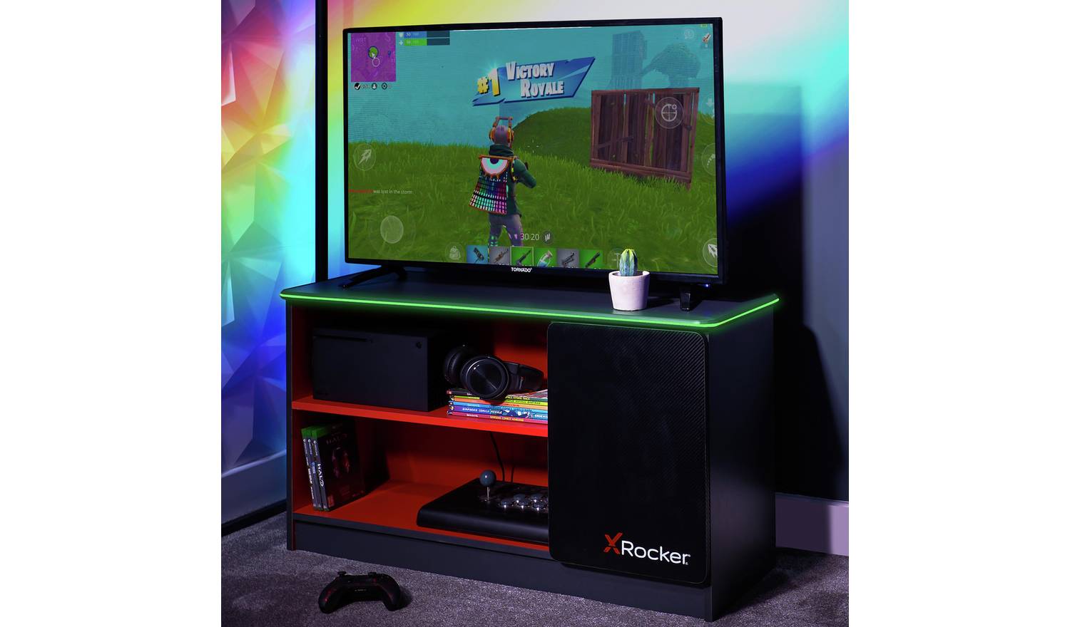 X Rocker Carbon Tek LED Media Unit - Black And Red