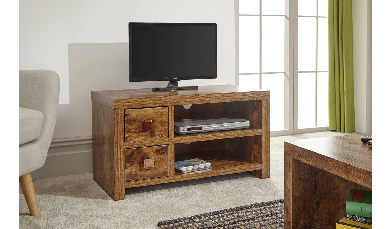 GFW Jakarta 2 Drawer TV Unit - Mango Wood Effect