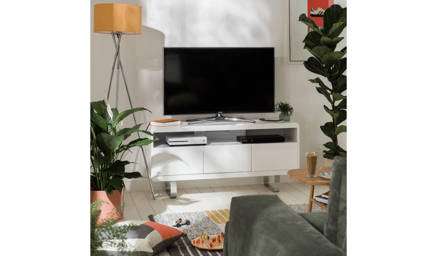 Argos Home Sleigh TV Unit - White Gloss